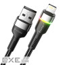 Кабель Essager Colorful LED USB Cable Fast Charging 2.4A USB-A to Lightning 1m black (EXCL-XCD01)