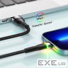 Кабель Essager Colorful LED USB Cable Fast Charging 2.4A USB-A to Lightning 1m black (EXCL-XCD01)