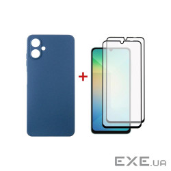 Чохол до мобільного телефона Dengos Kit Samsung Galaxy A06 Carbon + 2 pcs glass (Blue) (DG-CTG2P-06)