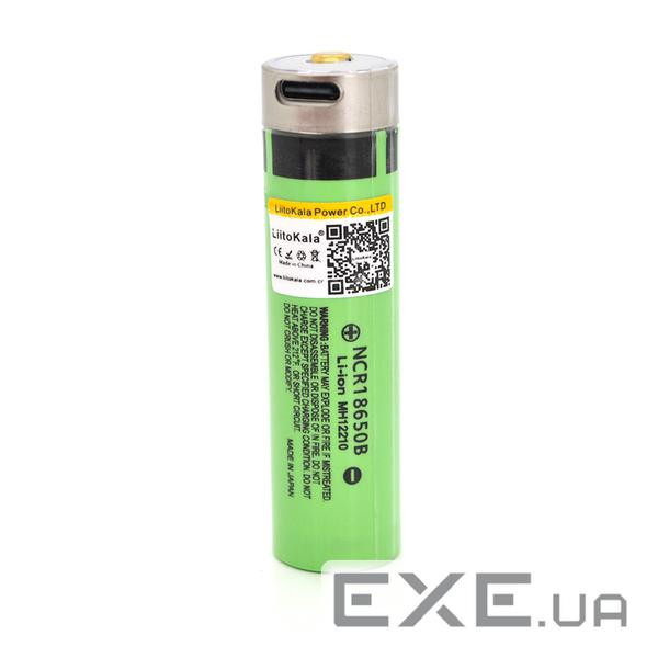 Акумулятор 18650 Li-Ion LiitoKala Lii-34B-USB, 3400mAh, Type-C, 3.7V (2.75-4.2V), Green, PVC BOX