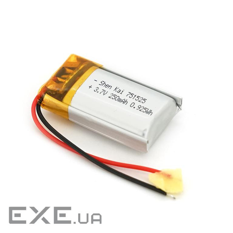 Літій-полімерний акумулятор 7.5*15*25mm (Li-ion 3.7В 230мА&middot,год) (751525) ) (751525)