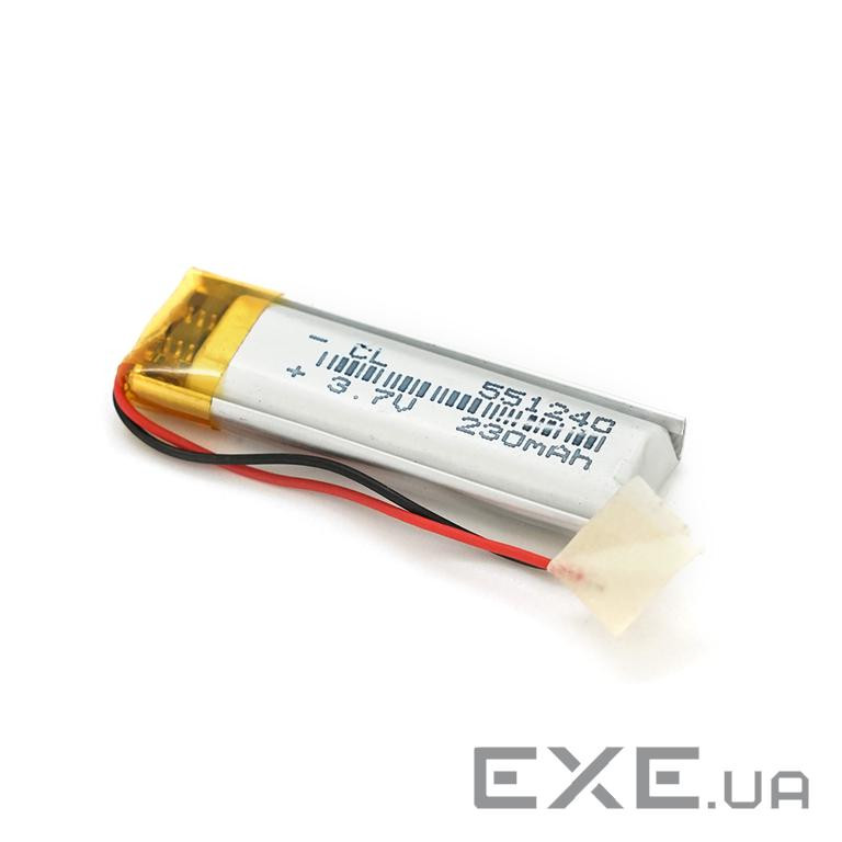 Літій-полімерний акумулятор 5,5*12*40mm (Li-ion 3.7В 230мА&middot,год) (551240) ) (551240)