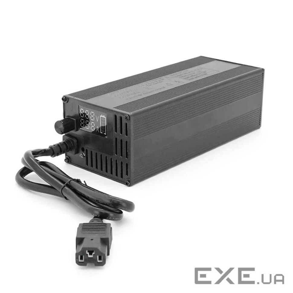 Зарядний пристрій для акумуляторів Li-ion 48V(54.6V), 13S, 15A, струм, що регулюється, LCD (YT47556)