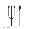 Дата кабель USB 2.0 AM to Lightning + Micro 5P + USB-C 1.0m 2.1A black XO (NB103-3in1-1-BK)