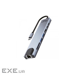 Док-станція USB3.1 Type-C -->HDMI 4K/2xUSB-A/2xUSB-C/RJ45/SD/TF/PD 100W 8 in 1 Media-Tech (MT5046)