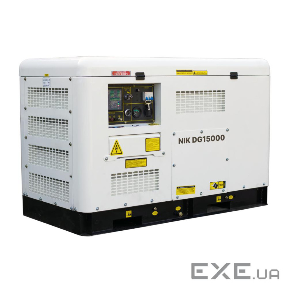 Генератор дизельний NIC DG15000, 1-фазний 230V, 50Hz, 12kW, бак 25 л, витрата 3.1 л / г (NICDG15000)