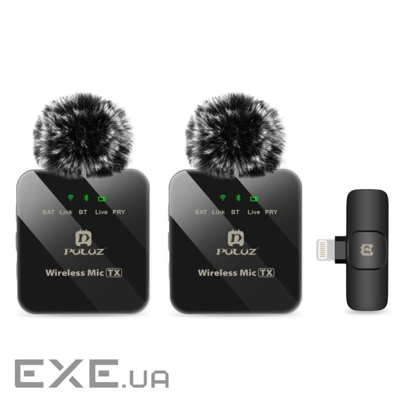 Мікрофон Puluz для iPhone/iPad 8-контактний приймач і два мікрофони Black (PU647B)