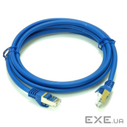 Патч-корд S/FTP, 1 м, кат. 6А, блакитний , LW (PC005-C6A-100BL)
