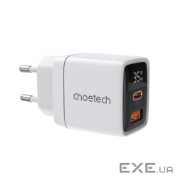 Мережевий зарядний пристрій Choetech PD6052-EU-WH, USB-A/USB-С