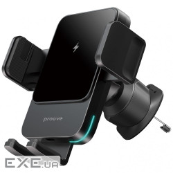 Автотримач із бездротовою зарядкою PROOVE Nitro Charge Wireless Charger 15W Black (WHSN15002001)