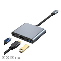 Адаптер Dynamode USB3.1 Type-C to 1хHDMI, 1хUSB 3.0, 1хUSB Type-C (Multiport USB-C 3-in-1 dark grey)