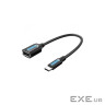 Перехідник OTG USB 2.0 AF to USB-C 0.15m black Vention (CCSBB)