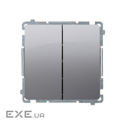 Выключатель проходной Basic двуклавишный, сталь inox (BMW6/2.01/21)