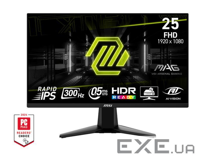 Монітор MSI 24.5" MAG 255XF 2xHDMI, DP, Audio, IPS, 300Hz, 0.5ms, sRGB 120%, F (9S6-3BC21M-061)