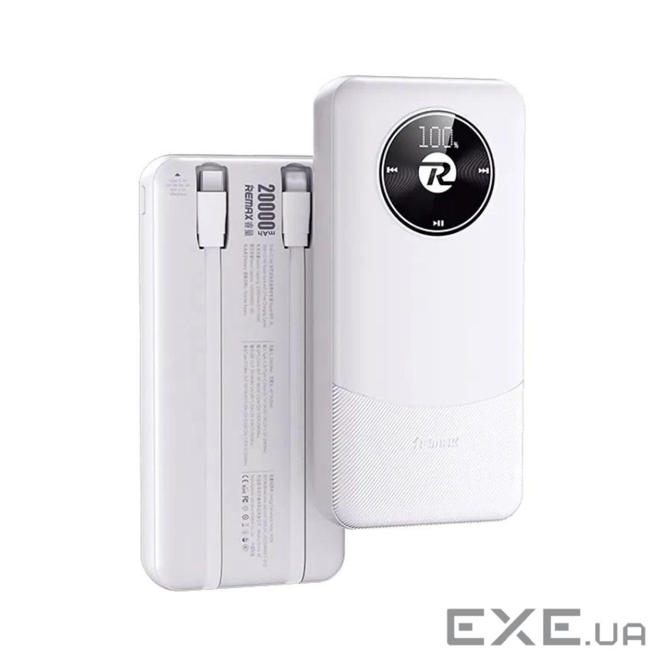 Батарея універсальна Remax 20000mAh, 22.5W, Black (RPP-38 / 45364 / White)