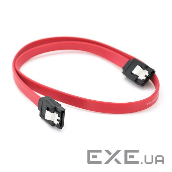 Кабель інтерфейсний VEGGIEG ST301 SATA3.0, 0.5м, загнутий з засувкою, червоний (YT-ST301)