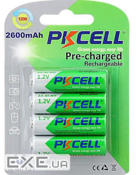 Акумулятор PKCELL 1.2V AA 2600mAh NiMH Already Charged, 4 штуки в блістері ціна за блі (9319 4шт )