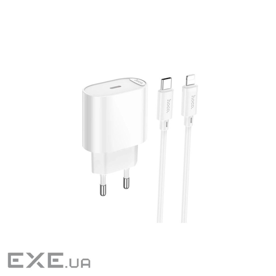 Зарядний пристрій HOCO C109A USB-C PD20W + cable USB-C to Lightning white (6942007656665)