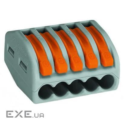 Клемний блок 5х1...4мм2, для мідних пров.однож./багатож., WAGO, прапорці-затискачі (222-415) (222-415)