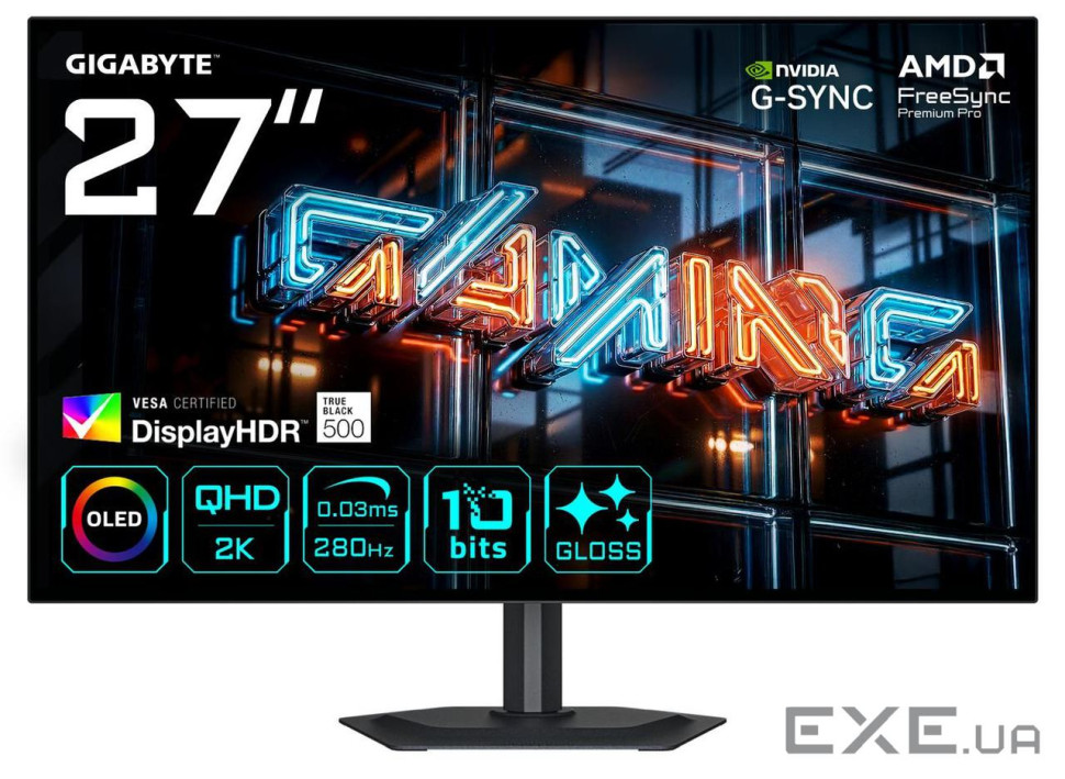 Монітор Gigabyte 27" MO27Q28GR Black / WOLED / 280 Гц (MO27Q28GR OLED Gaming Monitor)