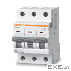 Автоматический выключатель Videx RS6 RESIST 3п 50А 6кА С (VF-RS6-AV3C50)