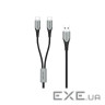 Дата кабель USB 2.0 AM to 2хUSB-C M 1.0m 2.4А 480Mbps Aluminum Vention (CQOHF)