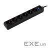 Мережевий фільтр 2E 2E-U06ESM3BK Black, 6 розеток, 3м