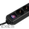 Мережевий фільтр 2E 2E-U06ESM3BK Black, 6 розеток, 3м