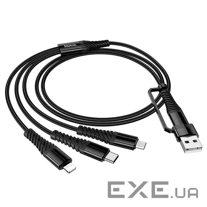 Кабель HOCO X123 USB-1 3 in 1 Micro / Iphone / Type-C, 2A, довжина 1м, Black, Box (HOCO X123 / 3B)