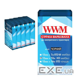 Стрічка до принтерів 10мм х 12м HD п. Black*5шт WWM (R10.12HR5)