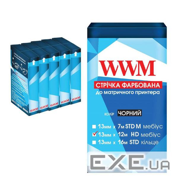 Стрічка до принтерів 10мм х 12м HD п. Black*5шт WWM (R10.12HR5)