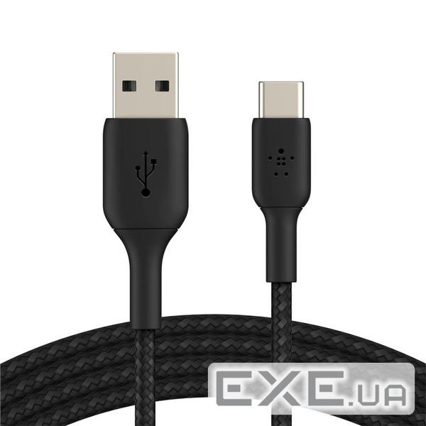 Дата кабель USB 2.0 AM to USB-C 2.0m BRAIDED black Belkin (CAB002BT2MBK)