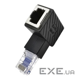 Перехідник мережевий RJ45 UTP6,M/F адаптер кутовий 90ёвниз,чорний (62.09.8268-1) (62.09.8268-1)