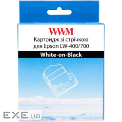 Картридж зі стрічкою WWM для Epson LW-400/700 6mm х 8m White-on-Black (WWM-SD6K)