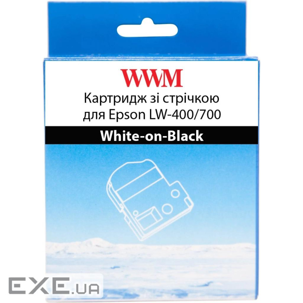 Картридж зі стрічкою WWM для Epson LW-400/700 6mm х 8m White-on-Black (WWM-SD6K)
