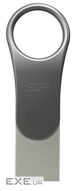 USB накопичувач SILICON POWER Mobile C80 64 GB, USB 3.0, Type-C, сріблястий (SP064GBUC3C80V1S)