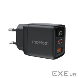 Мережевий зарядний пристрій Choetech PD6052-EU-BK, USB-A/USB-С