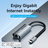 Перехідник USB-C to RJ45 Ethernet 1000Mbps black Vention (CFPHB)
