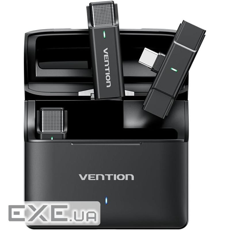 Бездротовий подвійний петличний мікрофон Vention USB-C 2-Pack Wireless Lavalier with Chargin (NCAB0)