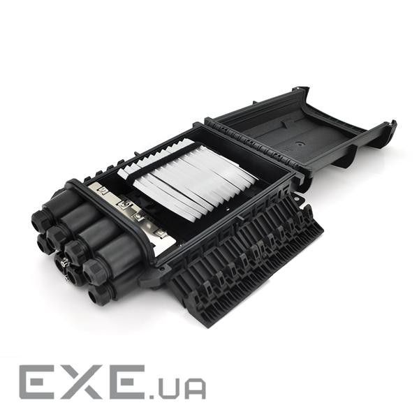 Муфта оптична Merlion ML-OP-F108H-12C, герметична, 3 введення, до 2-х касет, до 12 зварок, матеріал