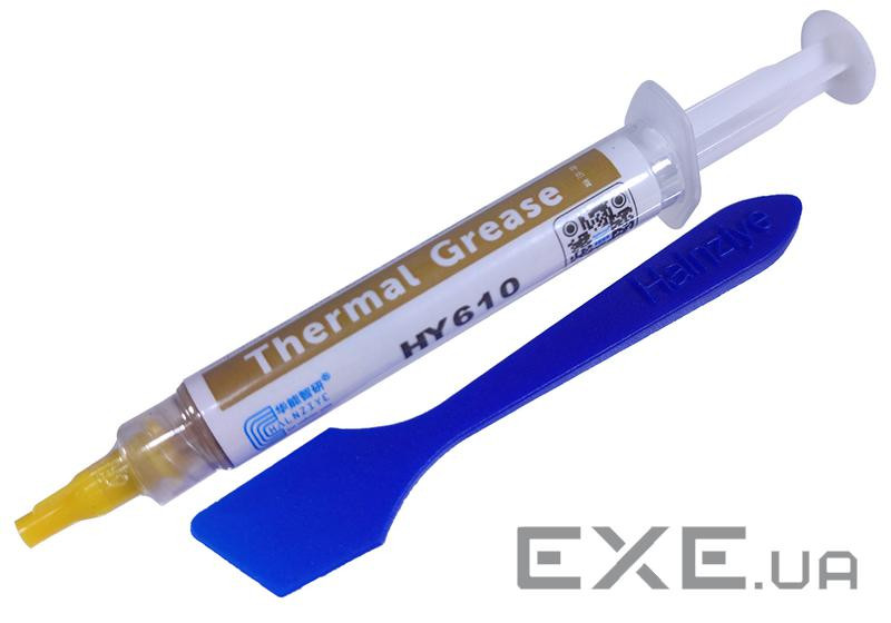 Термопаста Halnziye HY-610, 8 г, шприц, 3.05 Вт/мК, -20C/+180C, зі шпателем, блістер (HY610-TU8G