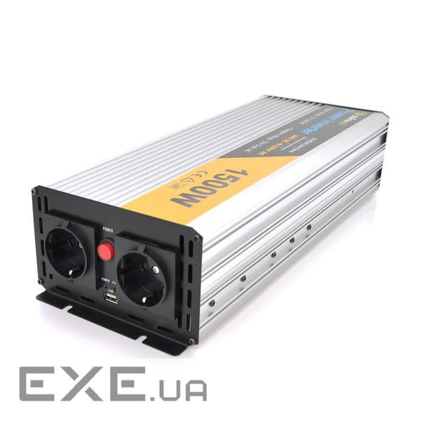Інвертор напруги Solinved Sol-Yb24-1500M, 24V / 220V, 1500W з апроксимованою синусоїдою, 2Shuko, USB , 2Shuko, USB
