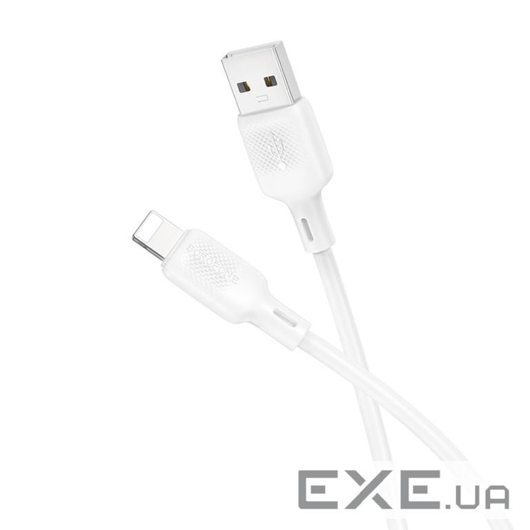 Дата кабель USB 2.0 AM to Lightning 1.0m Lenny silicone BX113 white BOROFONE (6941991115400)