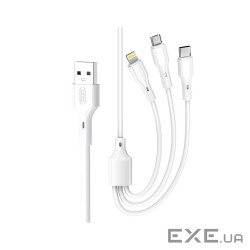Дата кабель USB 2.0 AM to Lightning + Micro 5P + USB-C 1.0m 2.4A XO (CB-23U3)