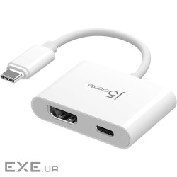Багатопортовий мультиадаптер J5create JCA152-N, USB-C 2-в-1 білий