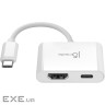 Багатопортовий мультиадаптер J5create JCA152-N, USB-C 2-в-1 білий