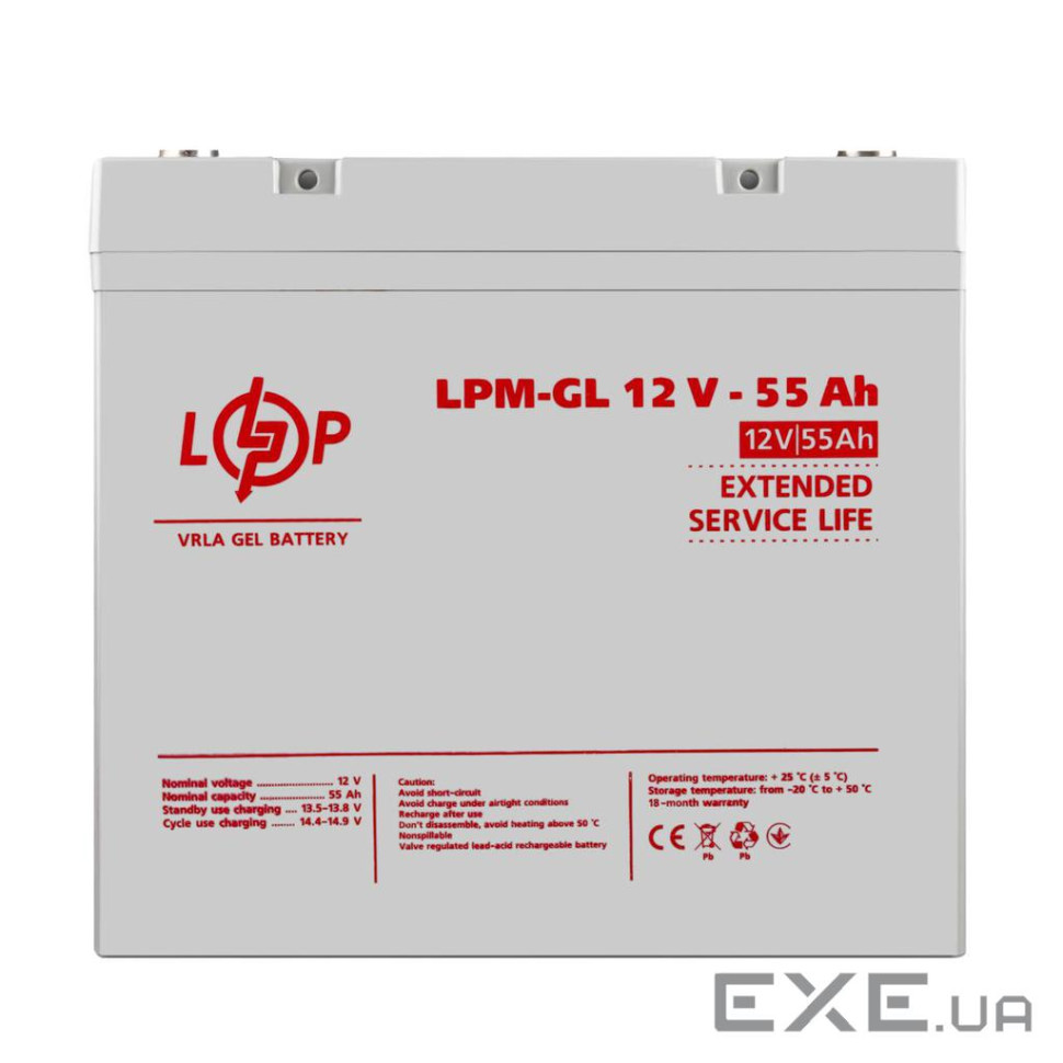 Акумулятор гелевий LPM-GL 12V - 55 Ah (15266)