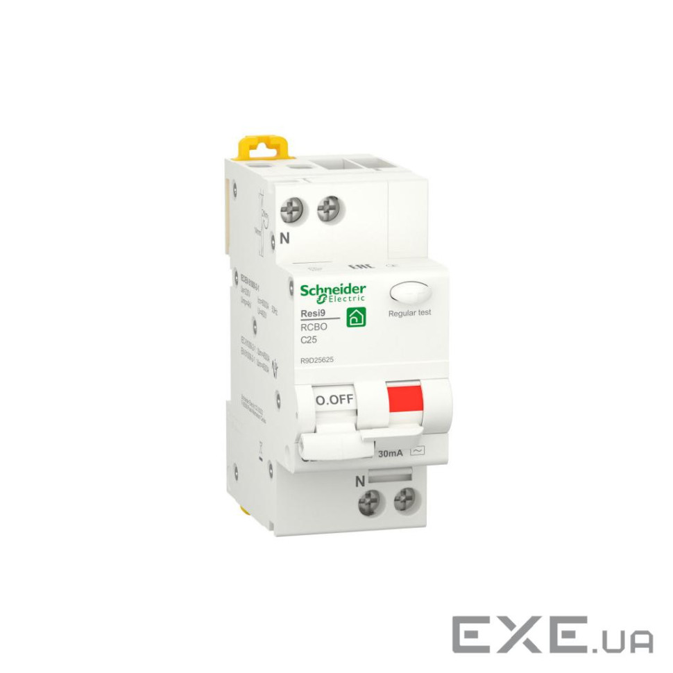 Диференціальний автоматичний вимикач Schneider Electric RESI9 6kA 1P+N 25A C 30mA (R9D25625)