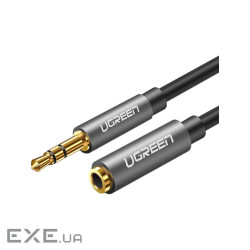 Кабель мультимедійний 3.5mm M to 3.5mm F 1.0m AV118 gray Ugreen (10592) (90402033)