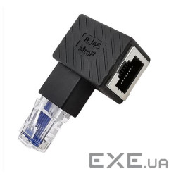 Перехідник мережевий RJ45 UTP6,M/F адаптер кутовий 90ёвліво,чорний (62.09.8269-1) (62.09.8269-1)